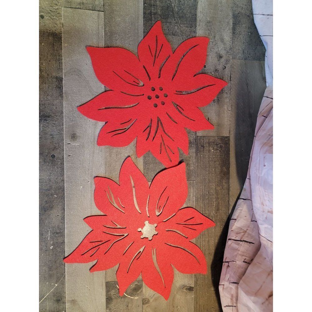 Red Floral flower AS IS felt placemat table decor set